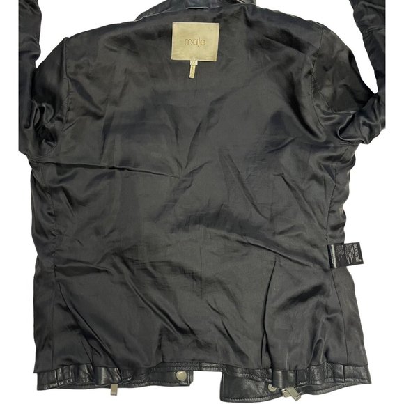 Maje Biker Moto Zip Jacket Black Lamb Leather Size 38 - Picture 10 of 16